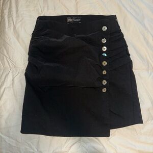 Zara Black Mini Skirt with Button Accents